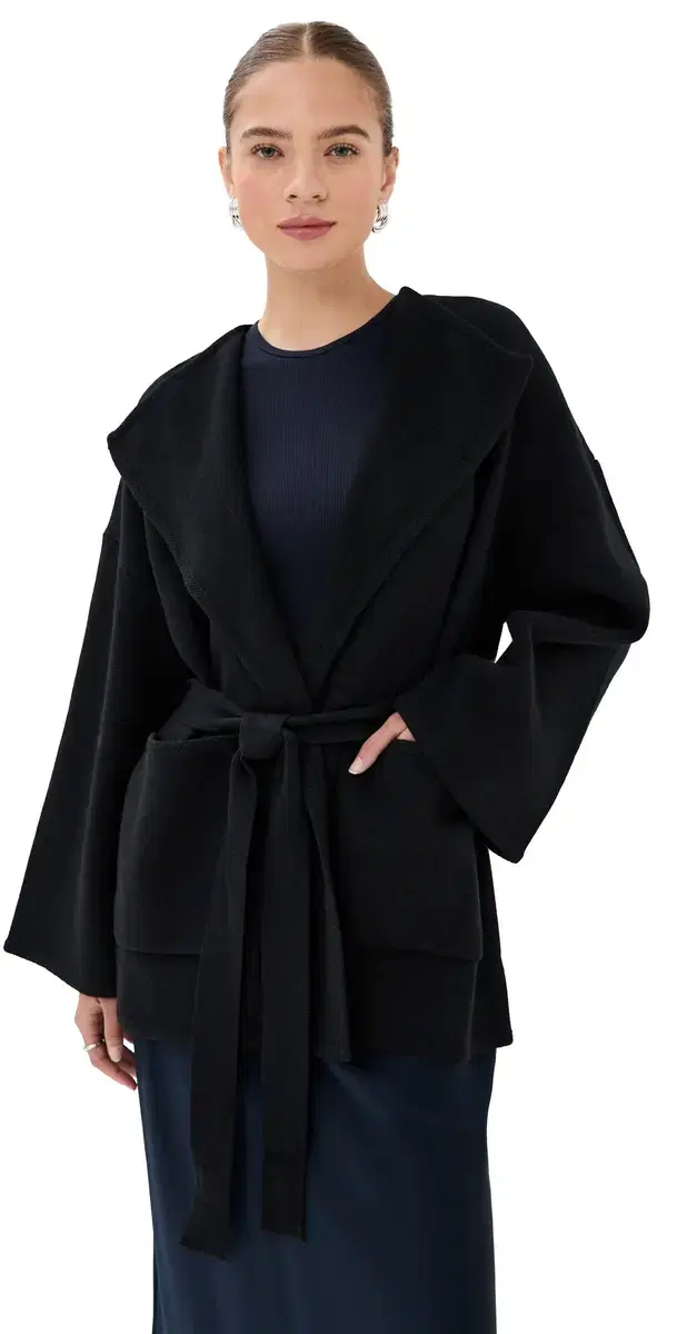Sablyn Coline Belted Patch Pocket Cardigan Black
