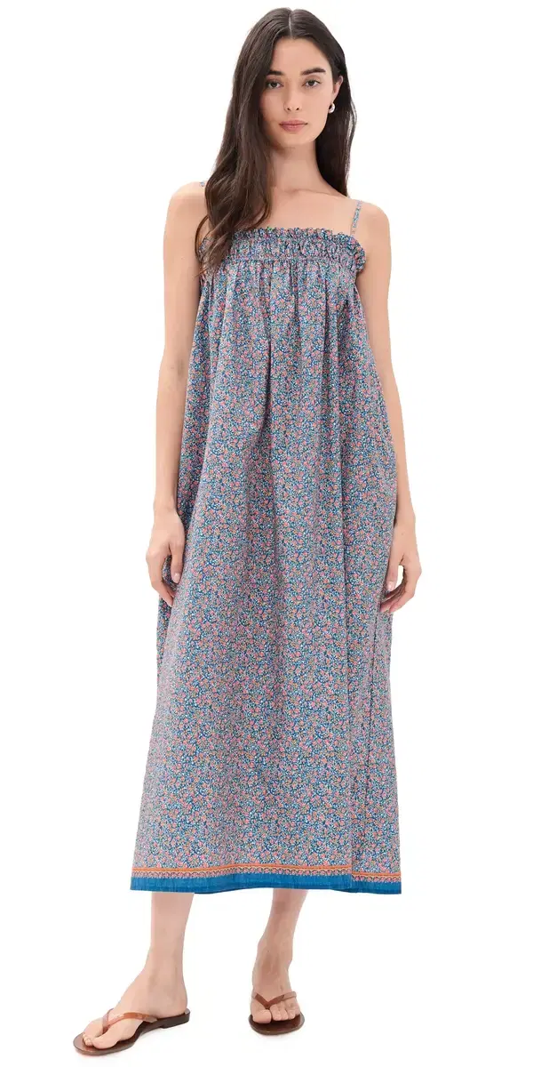 La Maregold Sammy Midi Dress Blue Linen Bloom