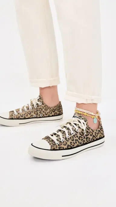 Converse Chuck Taylor All Star Leopard Jacquard Sneakers Egret/Black/Honey Stick | Thumbnail 3