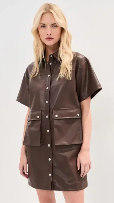 LE BOP ariette Utility Mini Dress Coffee | Thumbnail 2