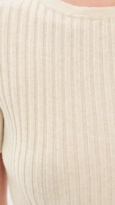 The Elder Statesman Superlight Ellie Rib Knit Cashmere Tee Natural | Thumbnail 6