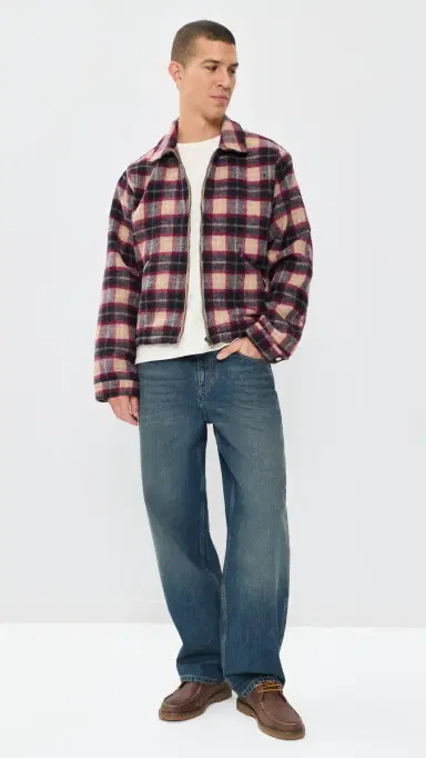 Asher Zed Plaid Zip Up Jacket Red/Brown L | Thumbnail 2