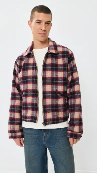 Asher Zed Plaid Zip Up Jacket Red/Brown L | Thumbnail 3