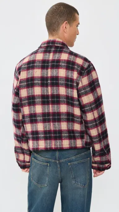 Asher Zed Plaid Zip Up Jacket Red/Brown L | Thumbnail 4