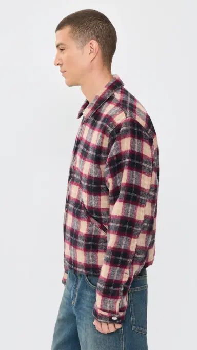 Asher Zed Plaid Zip Up Jacket Red/Brown L | Thumbnail 5