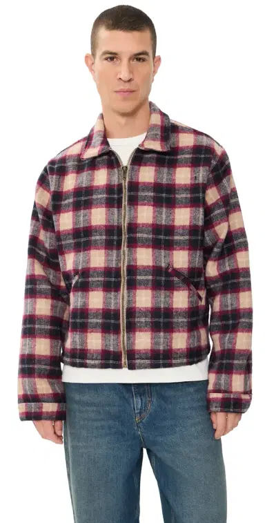 Asher Zed Plaid Zip Up Jacket Red/Brown L | Thumbnail 1
