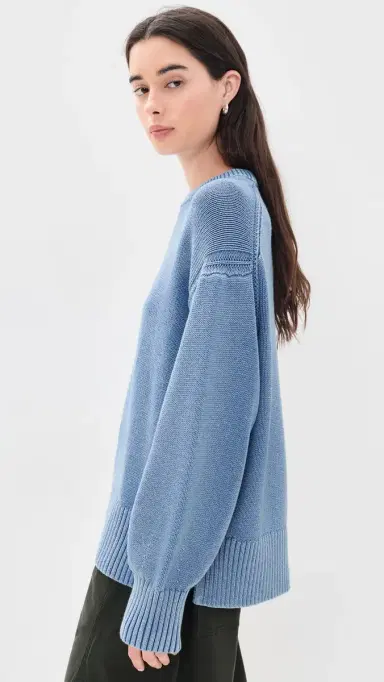 Guest In Residence unwash Cozy Crew Sweater Delft Blue | Thumbnail 4 Guest In Residence unwash Cozy Crew Sweater Delft Blue | Thumbnail 4