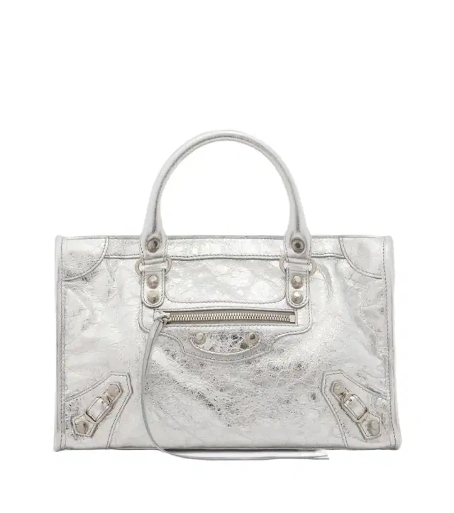 Balenciaga Le City Small metallic leather top-handle bag