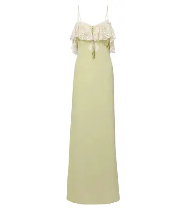 Chloe Chloé Lace-trimmed silk crêpe de chine maxi dress | Thumbnail 1