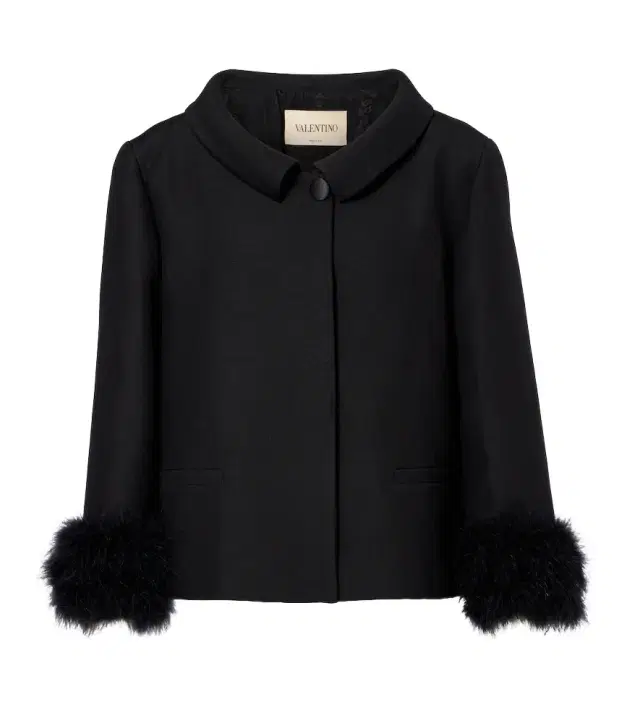 Valentino Crepe Couture feather-trimmed jacket