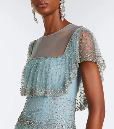 Costarellos Crystal-embellished tiered tulle gown | Thumbnail 3 Costarellos Crystal-embellished tiered tulle gown | Thumbnail 3