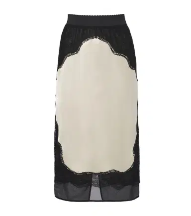 The Attico Lace-trimmed satin midi skirt | Thumbnail 1