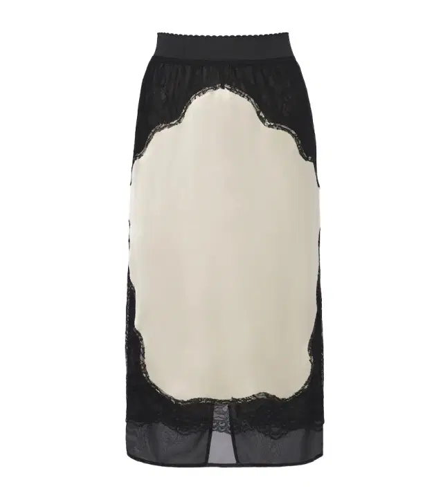The Attico Lace-trimmed satin midi skirt
