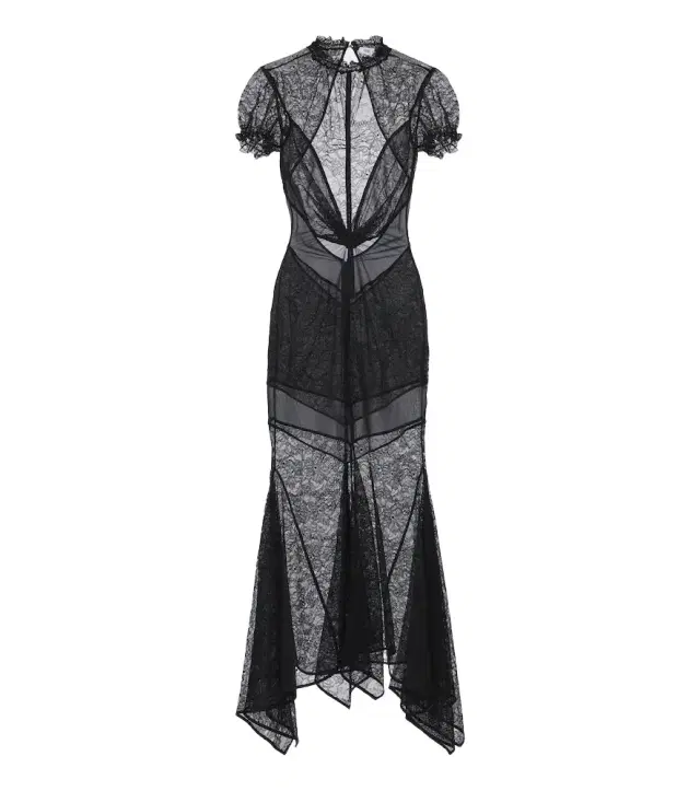 The Attico Semi-sheer asymmetric lace midi dress