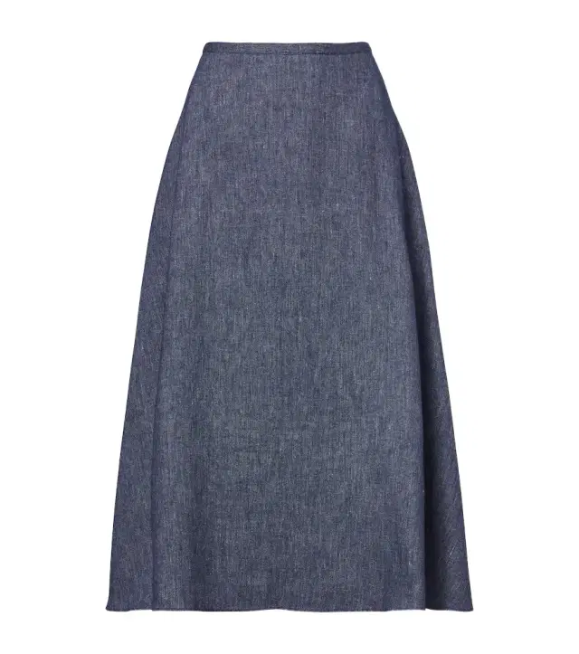Carolina Herrera Linen, wool, and silk-blend midi skirt