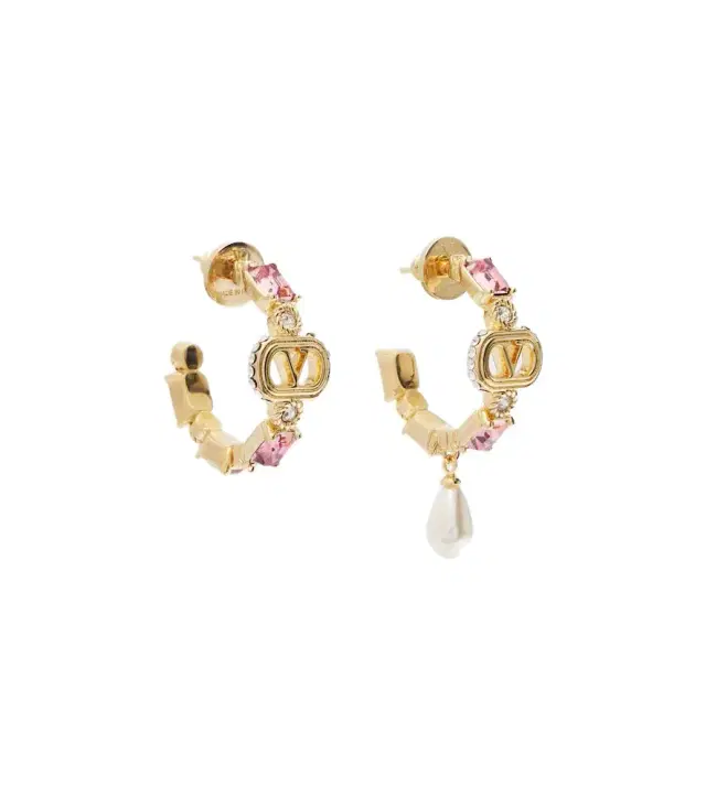 Valentino Ovalette embellished hoop earrings