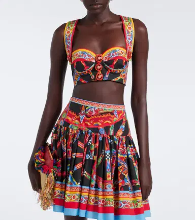 Dolce & Gabbana Carretto cotton poplin crop top | Thumbnail 2 Dolce & Gabbana Carretto cotton poplin crop top | Thumbnail 2