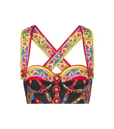 Dolce & Gabbana Carretto cotton poplin crop top | Thumbnail 1 Dolce & Gabbana Carretto cotton poplin crop top | Thumbnail 1