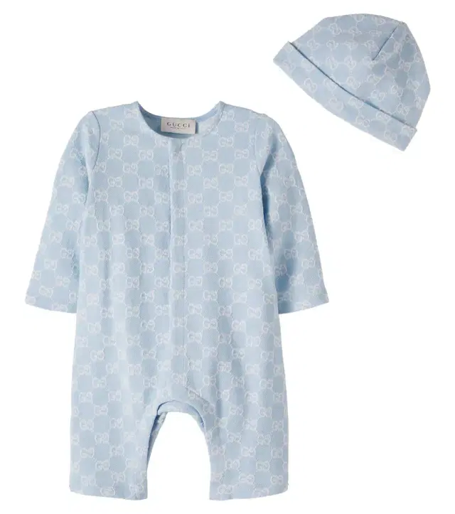 Gucci Kids Baby GG cotton piqué onesie and beanie set