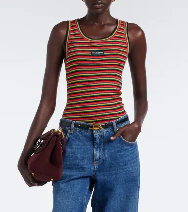 Dolce & Gabbana Knitted striped cotton tank top | Thumbnail 4 Dolce & Gabbana Knitted striped cotton tank top | Thumbnail 4