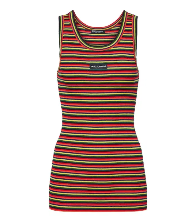 Dolce & Gabbana Knitted striped cotton tank top