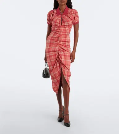 Vivienne Westwood Pulling checked ruched cotton midi dress | Thumbnail 3 Vivienne Westwood Pulling checked ruched cotton midi dress | Thumbnail 3