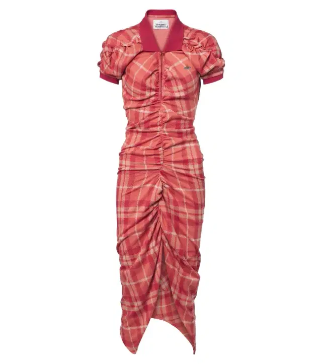 Vivienne Westwood Pulling checked ruched cotton midi dress