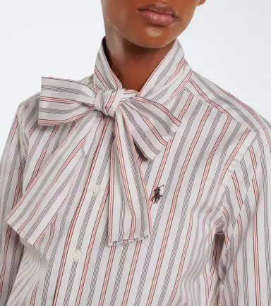 Polo Ralph Lauren Bow-detail striped cotton poplin shirt | Thumbnail 2