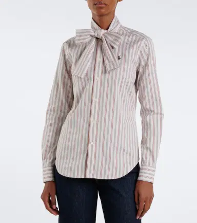 Polo Ralph Lauren Bow-detail striped cotton poplin shirt | Thumbnail 4