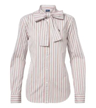 Polo Ralph Lauren Bow-detail striped cotton poplin shirt | Thumbnail 1