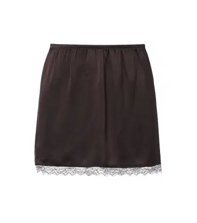 LESET Barb lace-trimmed satin miniskirt | Thumbnail 1