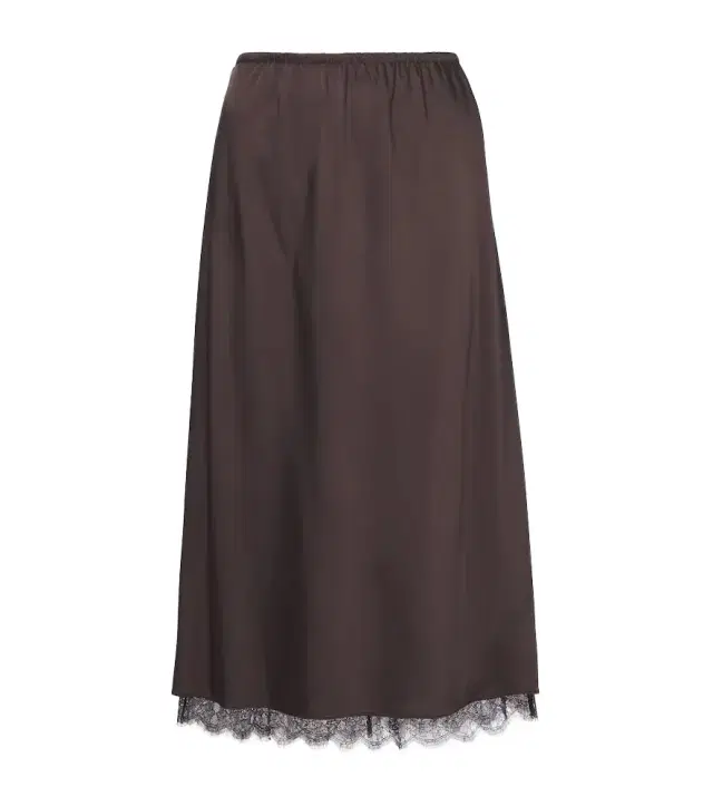 Vince Lace-trimmed satin midi skirt