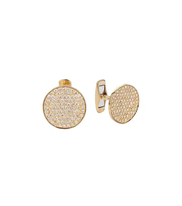 Sydney Evan Disc 14kt gold cufflinks with diamonds