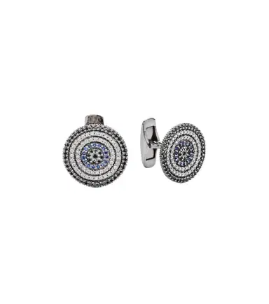 Sydney Evan 14kt white gold embellished cufflinks with diamonds and sapphires | Thumbnail 1