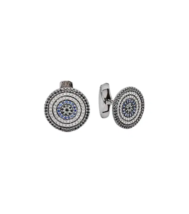 Sydney Evan 14kt white gold embellished cufflinks with diamonds and sapphires