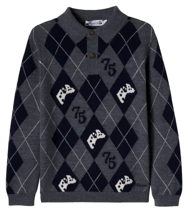 Bonpoint Morgan argyle wool polo sweater