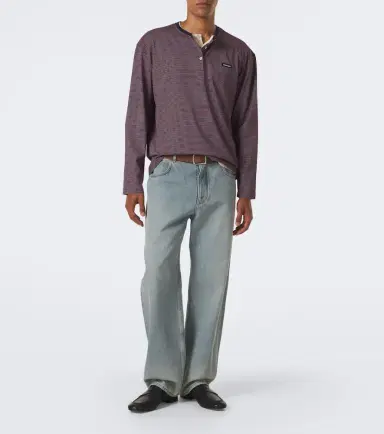 Miu Miu Striped cotton jersey Henley shirt | Thumbnail 3