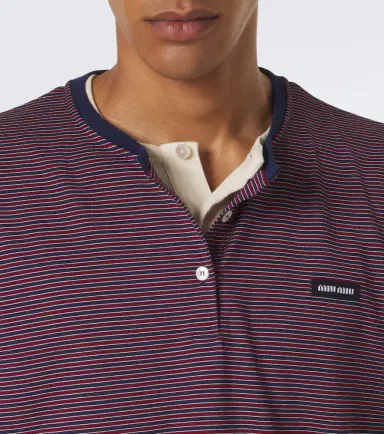 Miu Miu Striped cotton jersey Henley shirt | Thumbnail 6