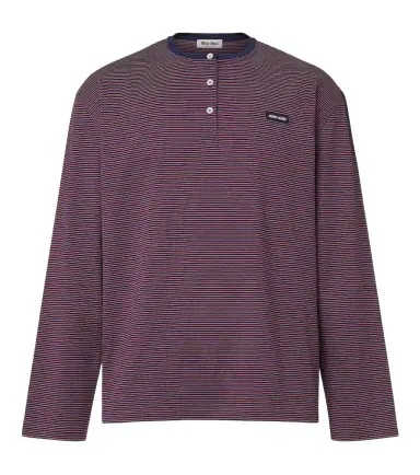 Miu Miu Striped cotton jersey Henley shirt | Thumbnail 1