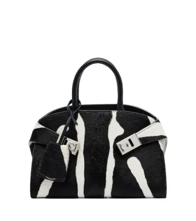 Ferragamo Hug Small zebra print top-handle bag | Thumbnail 1 Ferragamo Hug Small zebra print top-handle bag | Thumbnail 1