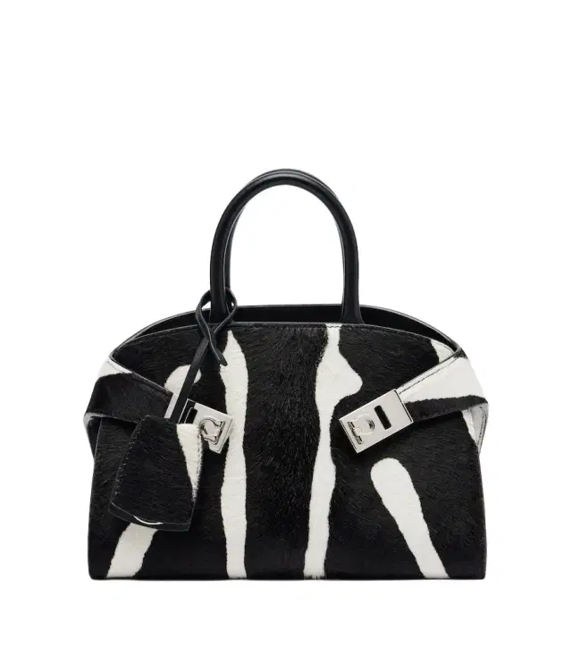 Ferragamo Hug Small zebra print top-handle bag