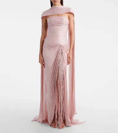 Marmar Halim Scarf-detail pleated bustier gown | Thumbnail 4 Marmar Halim Scarf-detail pleated bustier gown | Thumbnail 4