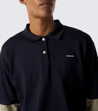 Miu Miu Layered cotton jersey polo shirt | Thumbnail 3 Miu Miu Layered cotton jersey polo shirt | Thumbnail 3