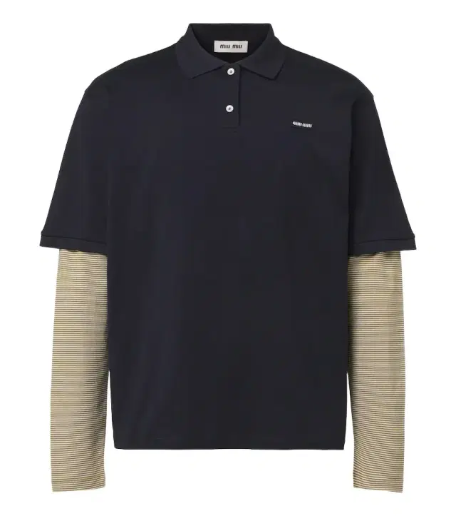 Miu Miu Layered cotton jersey polo shirt