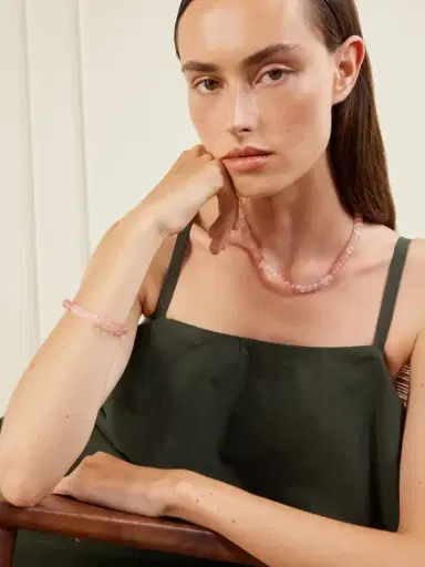 JIA JIA Oracle 18-karat Gold Rose Quartz Beaded Bracelet | Thumbnail 4