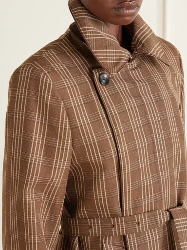 Wales Bonner Linear Belted Checked Wool-canvas Coat | Thumbnail 4 Wales Bonner Linear Belted Checked Wool-canvas Coat | Thumbnail 4