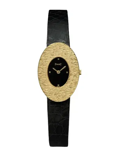 Stephanie Windsor + Piaget Vintage 1976 Oval Dress Hand-wound 18-karat Gold Onyx Watch, Ref. 99061 (6.5" Wrist) | Thumbnail 1