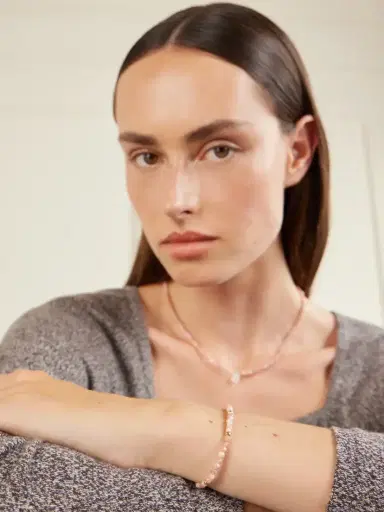 JIA JIA Arizona 14-karat Yellow Gold Rhodochrosite Beaded Bracelet | Thumbnail 4
