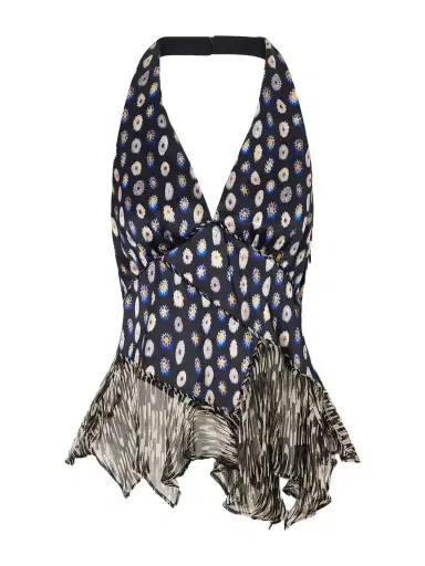 Staud Maeva Ruffled Printed Silk-blend Voile Top | Thumbnail 1 Staud Maeva Ruffled Printed Silk-blend Voile Top | Thumbnail 1