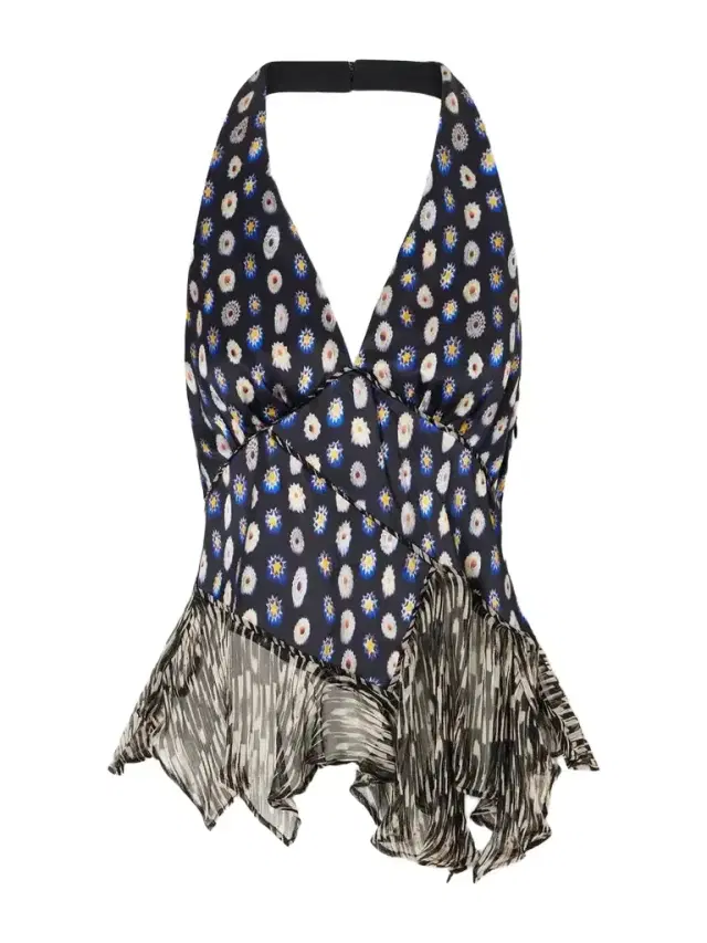 Staud Maeva Ruffled Printed Silk-blend Voile Top